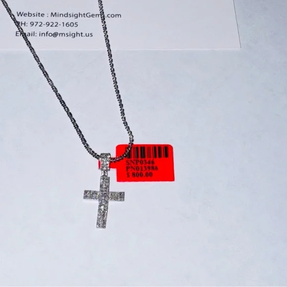 Real Diamond Cross Pendant, Faith Gift for her, Affordable Christmas present, - Picture 6 of 6
